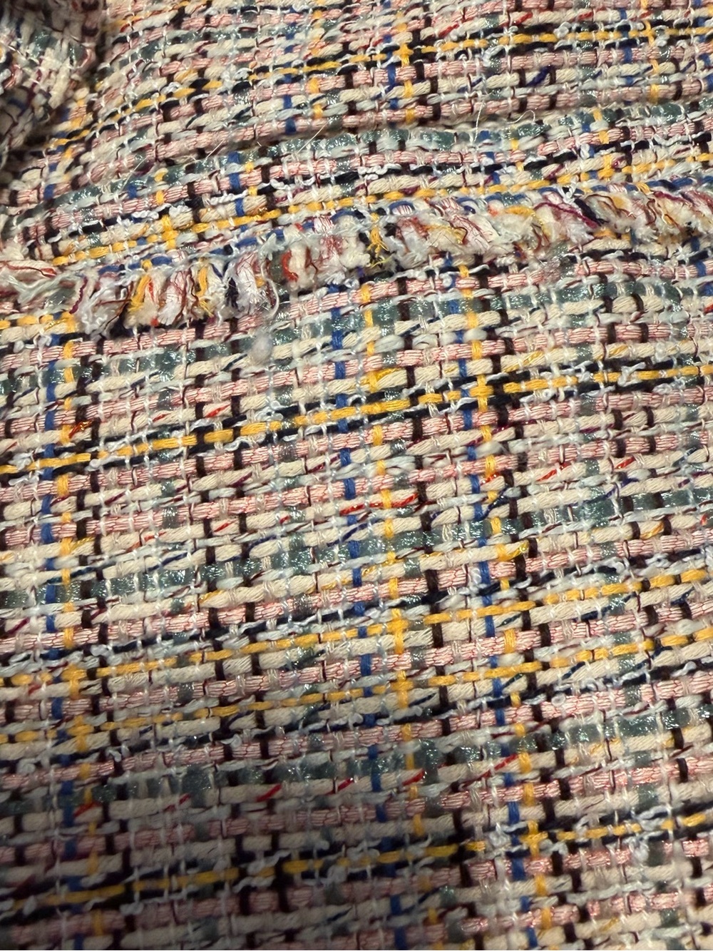 LOFT Pink Multi-Color Tweed Blazer with Fringe Trim - Picture 4 of 12